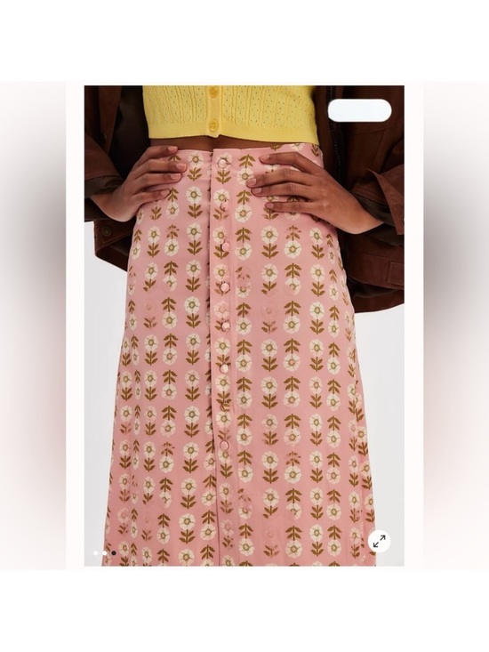 Free People Dresses & Skirts - Free People Analise Printed Midi Skirt Pink Blush A Line High Rise Sz 12 NEW